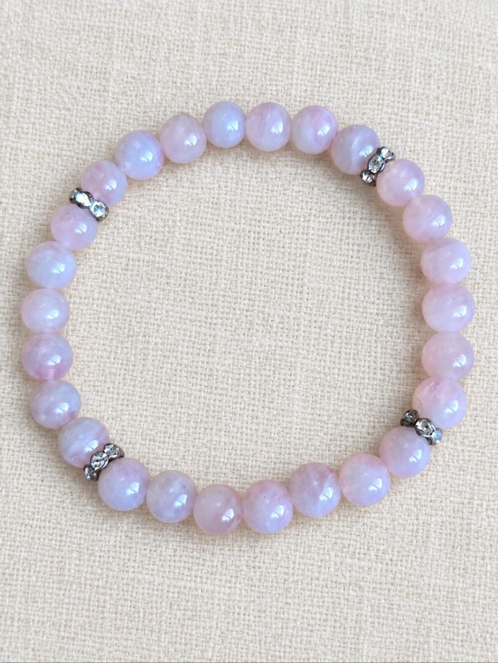 Rose Quartz Beaded Stretch Bracelet | Handmade